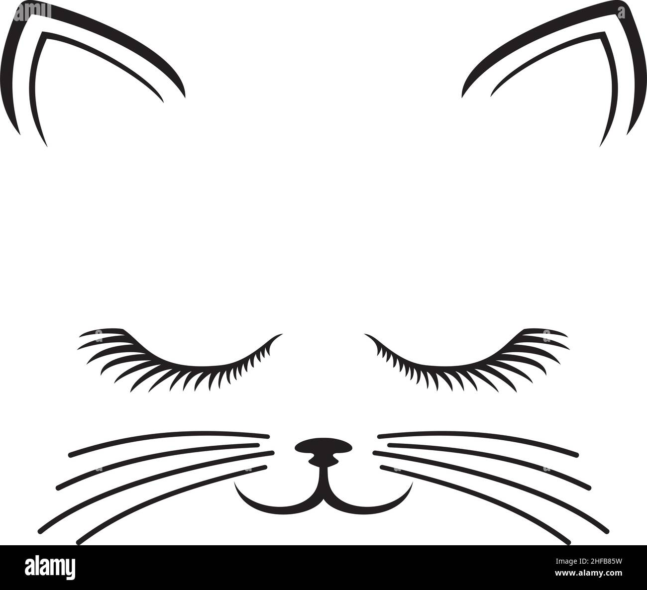 Carino illustrazione vettoriale della testa del gatto Illustrazione Vettoriale