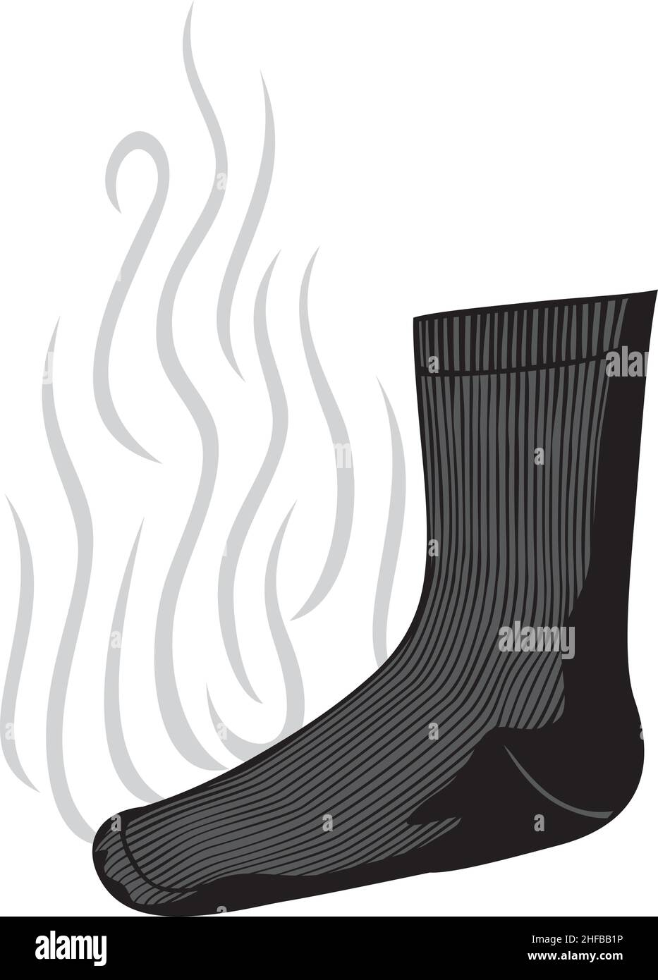 Puzzolente (puzzolente) calzino con cattivo odore. Illustrazione vettoriale. Illustrazione Vettoriale
