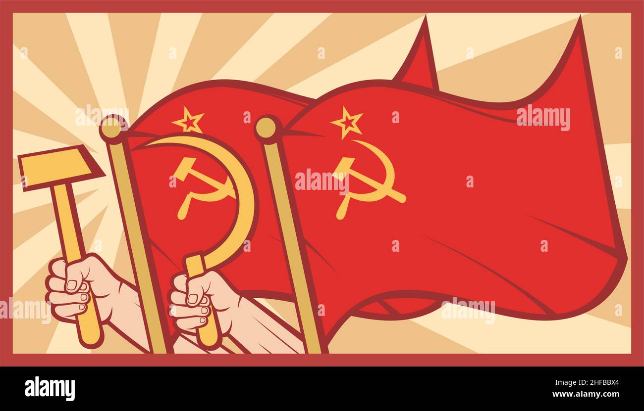 Illustrazione vettoriale del poster del flag URSS Illustrazione Vettoriale