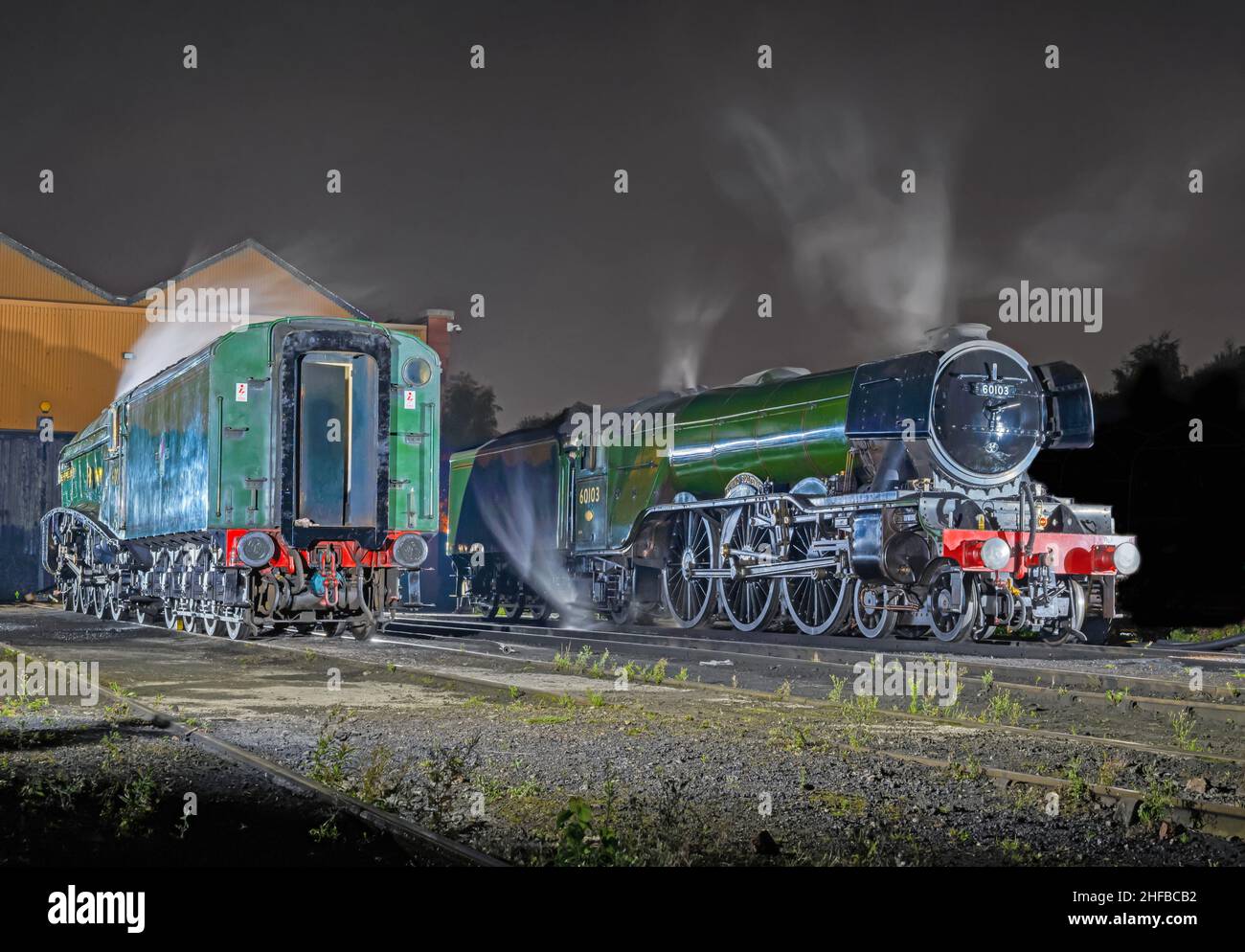 Volando Scotsman si allontana al Baron Street Depot presso la East Lancashire Railway. 28th agosto 2021 Foto Stock