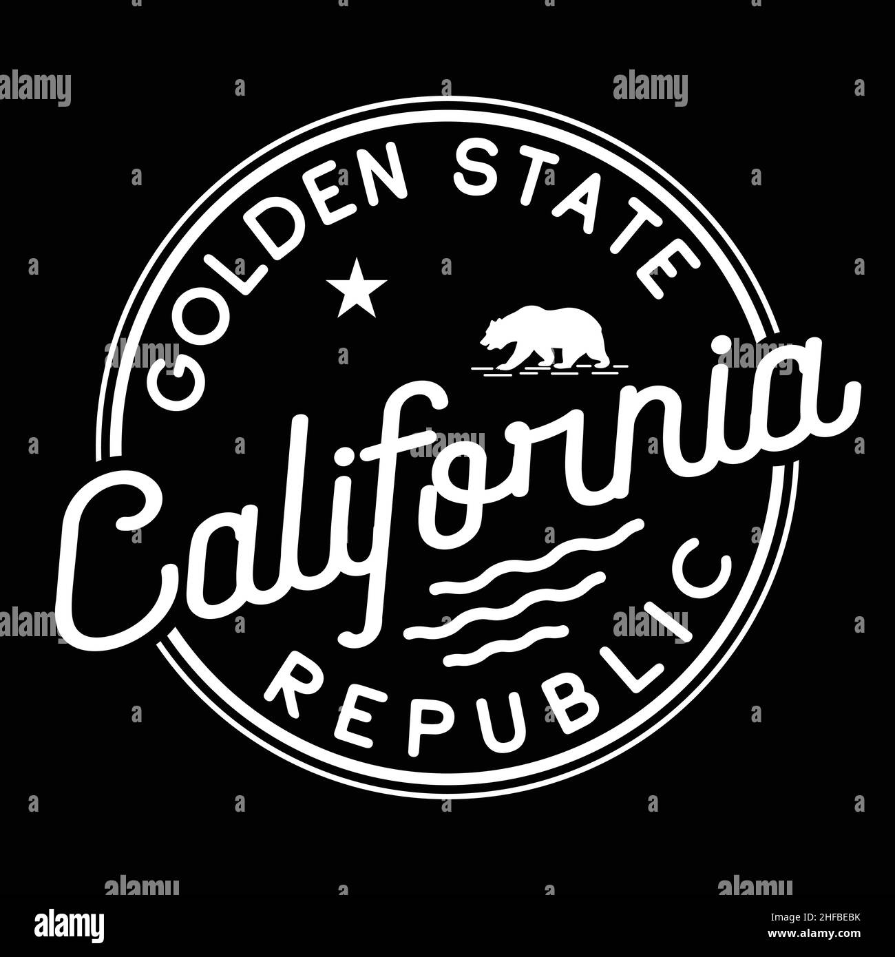 Logo California. Modello di design Golden state. Vettore e illustrazione. Illustrazione Vettoriale