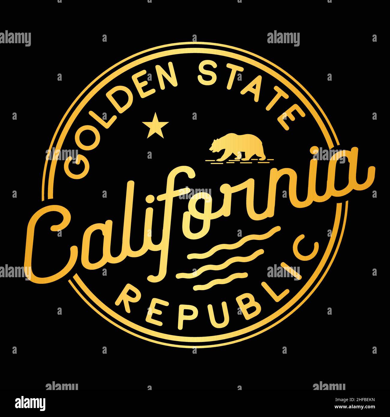 Logo California. Modello di design Golden state. Vettore e illustrazione. Illustrazione Vettoriale