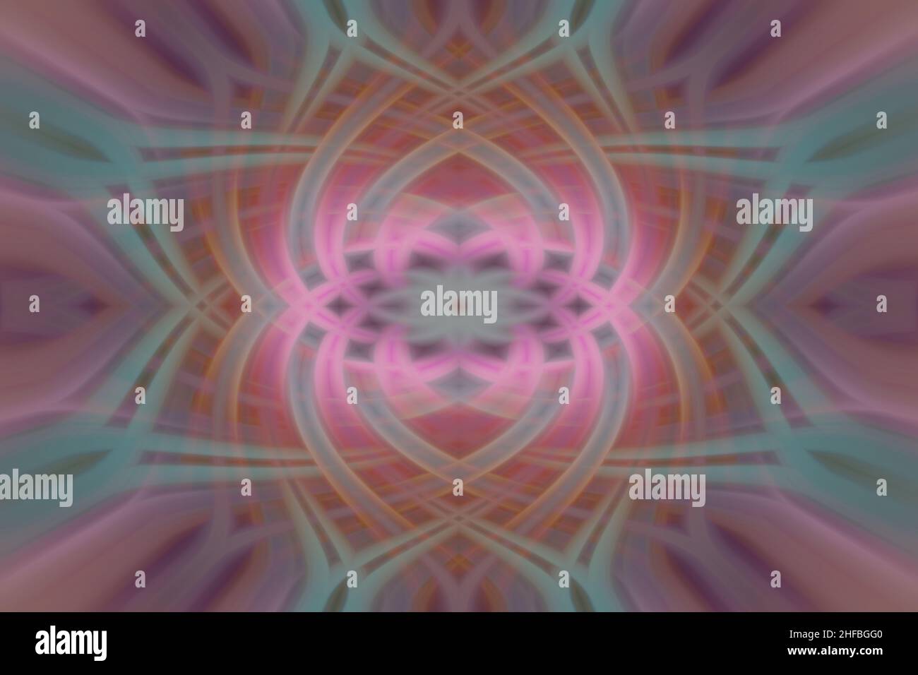 Arte digitale, illustrazione 3D, pattern frattale simmetrico, sfondo astratto Foto Stock