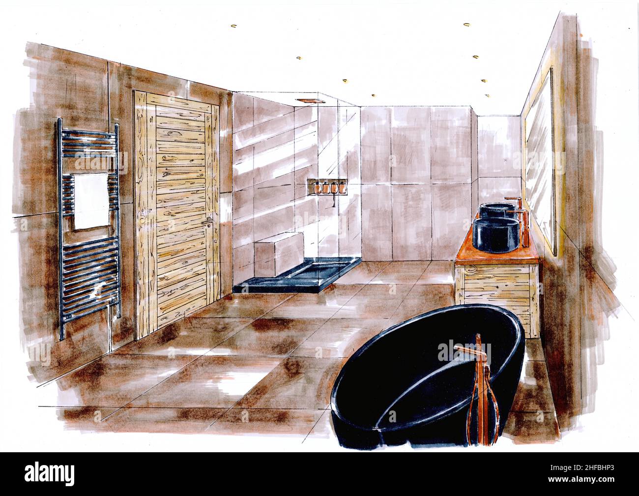 Un bagno in stile moderno. Foto Stock