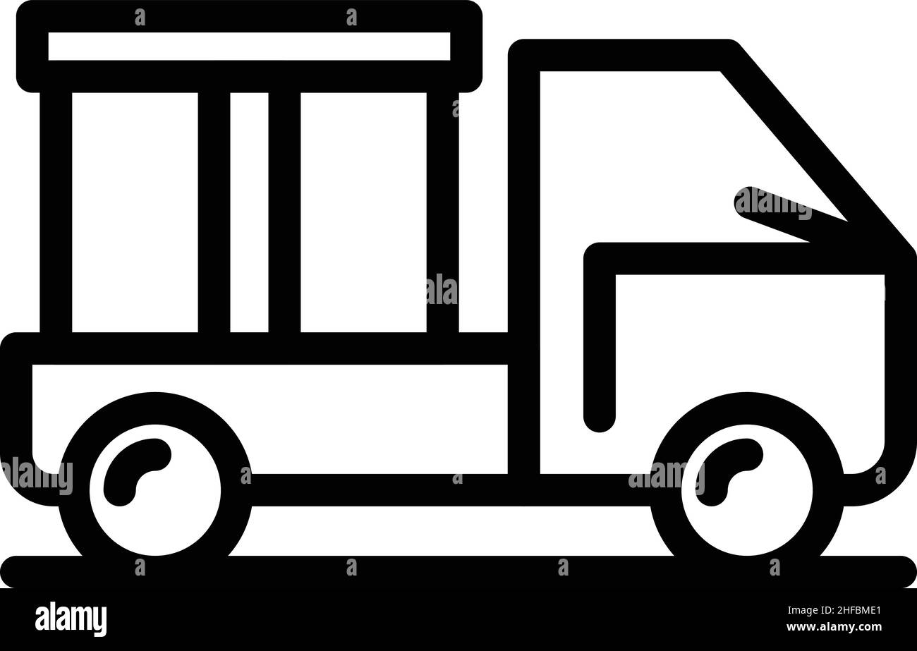 Vettore di contorno icona del camion di trasferimento della casa. Mobili per la casa. Sposta a casa Illustrazione Vettoriale