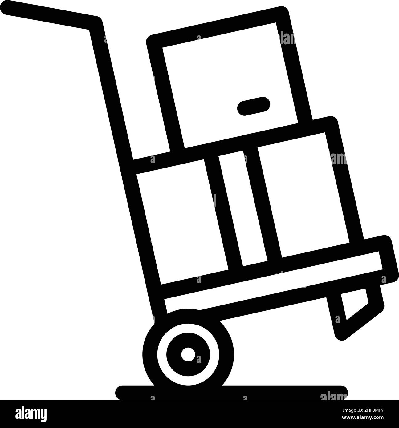 Vettore contorno icona consegna carrello. Trasloco casa. Sposta a casa Illustrazione Vettoriale