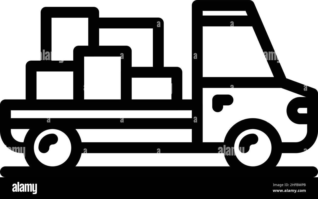 Vettore di contorno dell'icona della scatola di consegna del carrello. Servizio in casa. Trasferimento Illustrazione Vettoriale