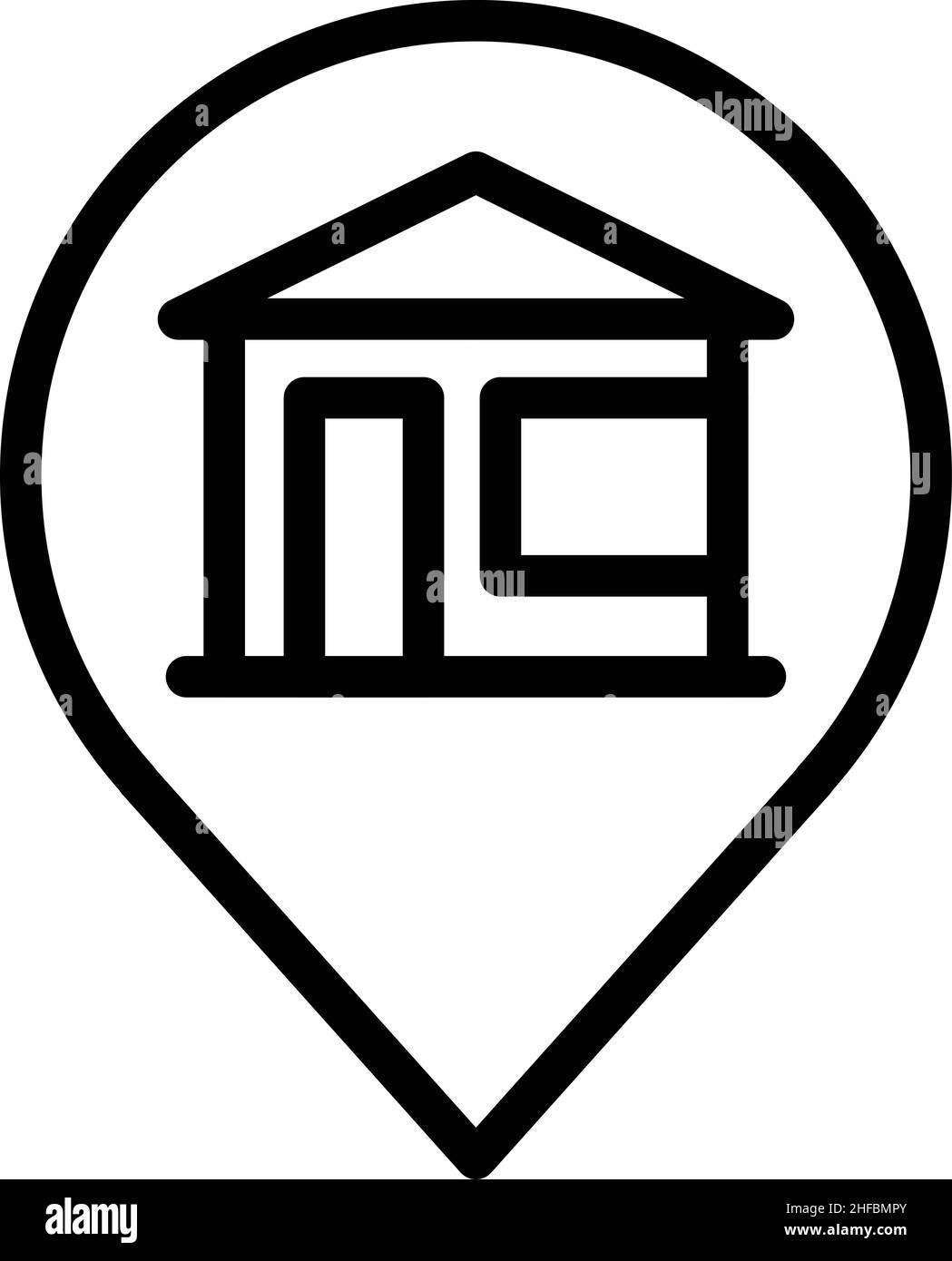 Nuovo vettore di contorno dell'icona della posizione della casa. Sposta servizio. Mobili per la casa Illustrazione Vettoriale