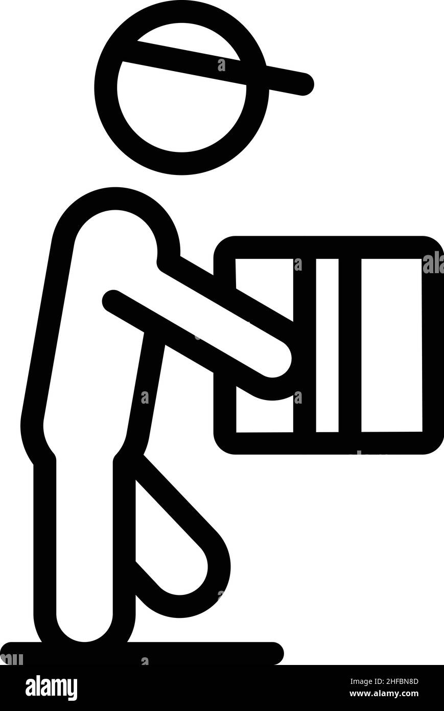 Vettore di contorno dell'icona del materiale di consegna. Trasloco casa. Sposta servizio Illustrazione Vettoriale