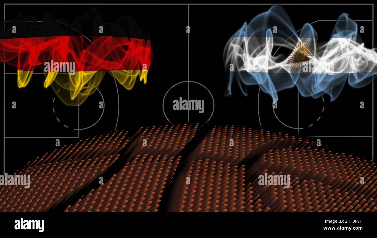 Germania vs Argentina Basketball, bandiera di fumo, gioco di sport Foto Stock