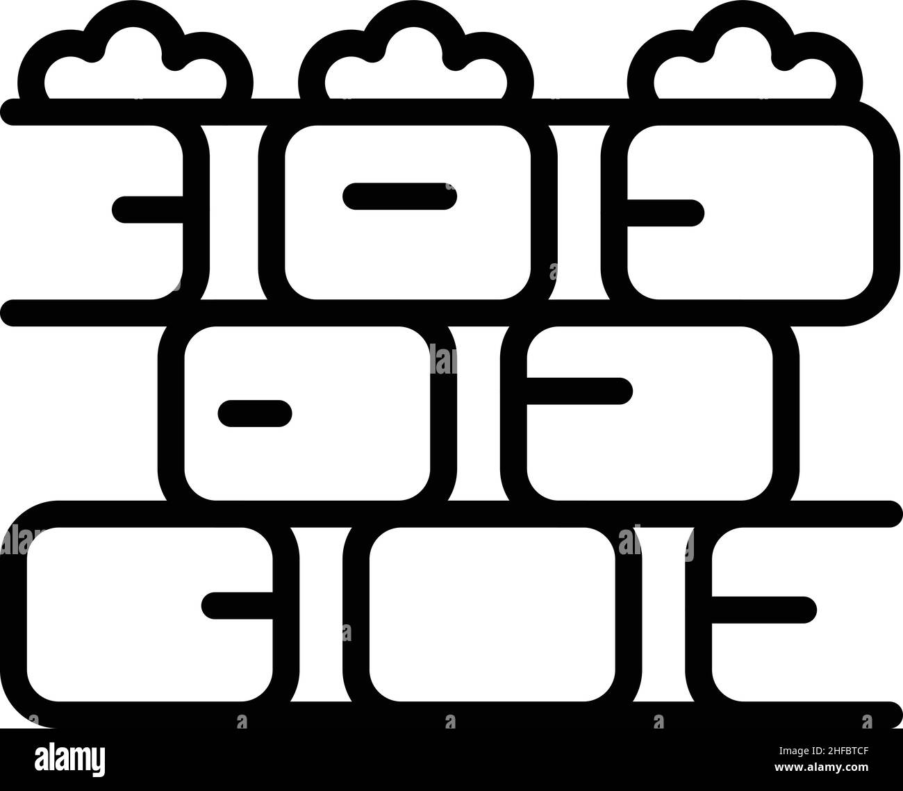 Icona mortaio parete vettore contorno. Costruzione di mattoni. Costruisci lavoratore Illustrazione Vettoriale