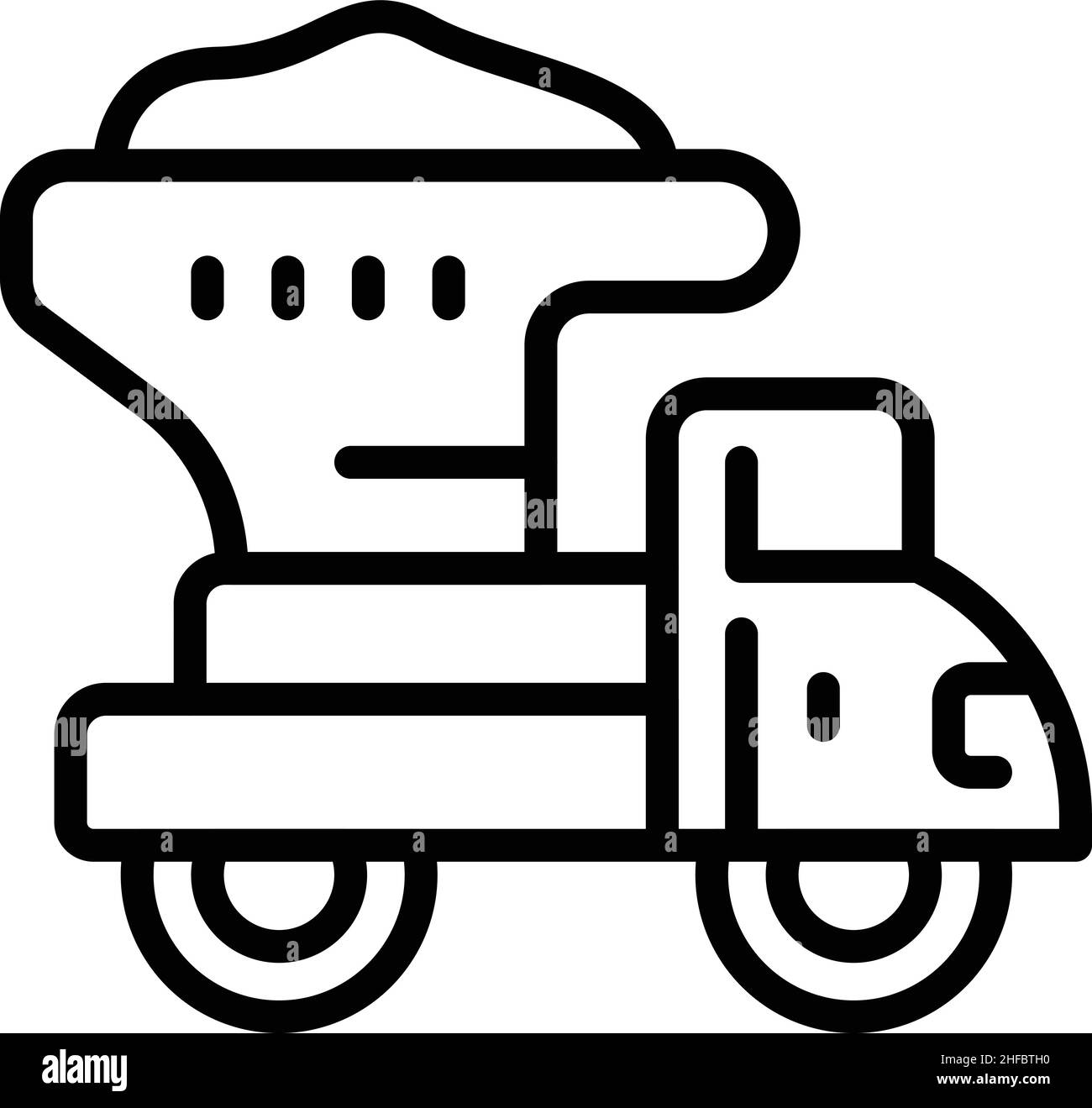 Vettore di contorno icona mortaio camion. Muro di mattoni. Lavoratore di costruzione Illustrazione Vettoriale