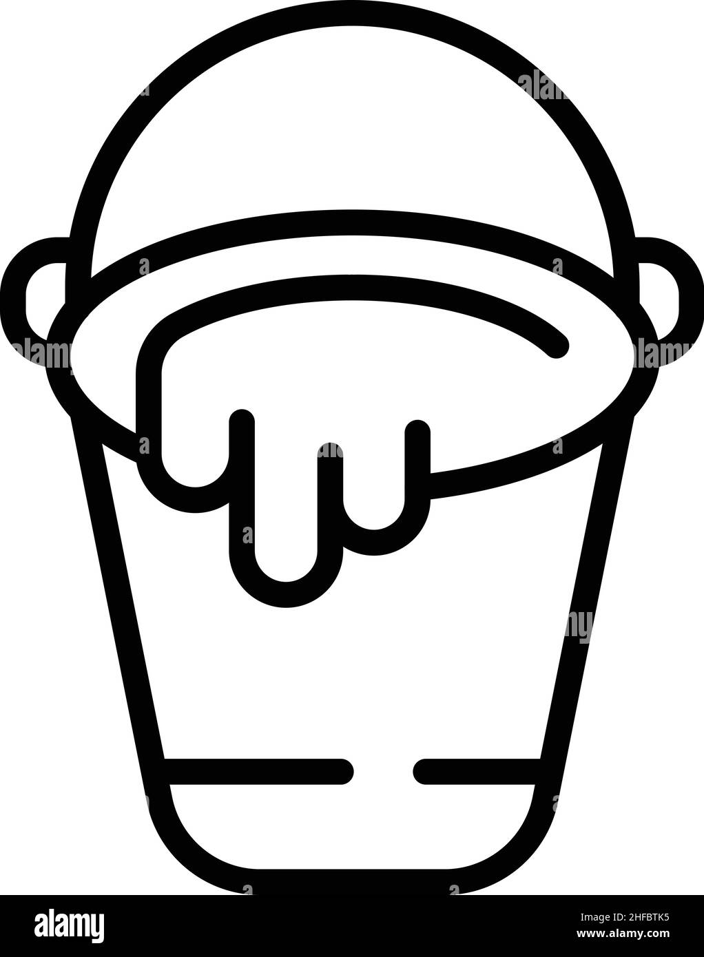 Vettore contorno icona del secchio mortaio. Muro di mattoni. Costruisci lavoratore Illustrazione Vettoriale