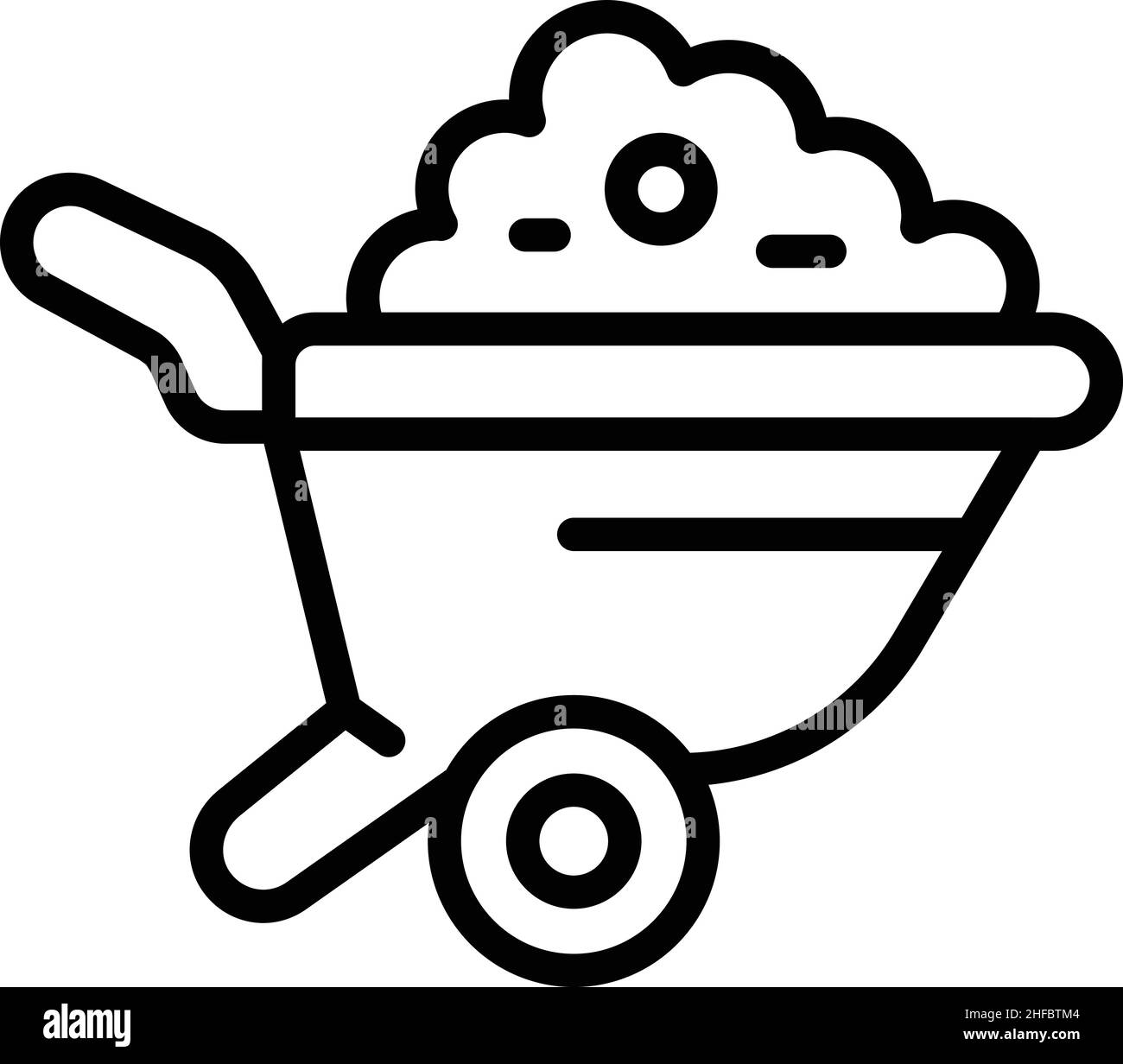 Vettore di contorno icona mortaio carriola. Lavoro del costruttore. Pietra del sito Illustrazione Vettoriale