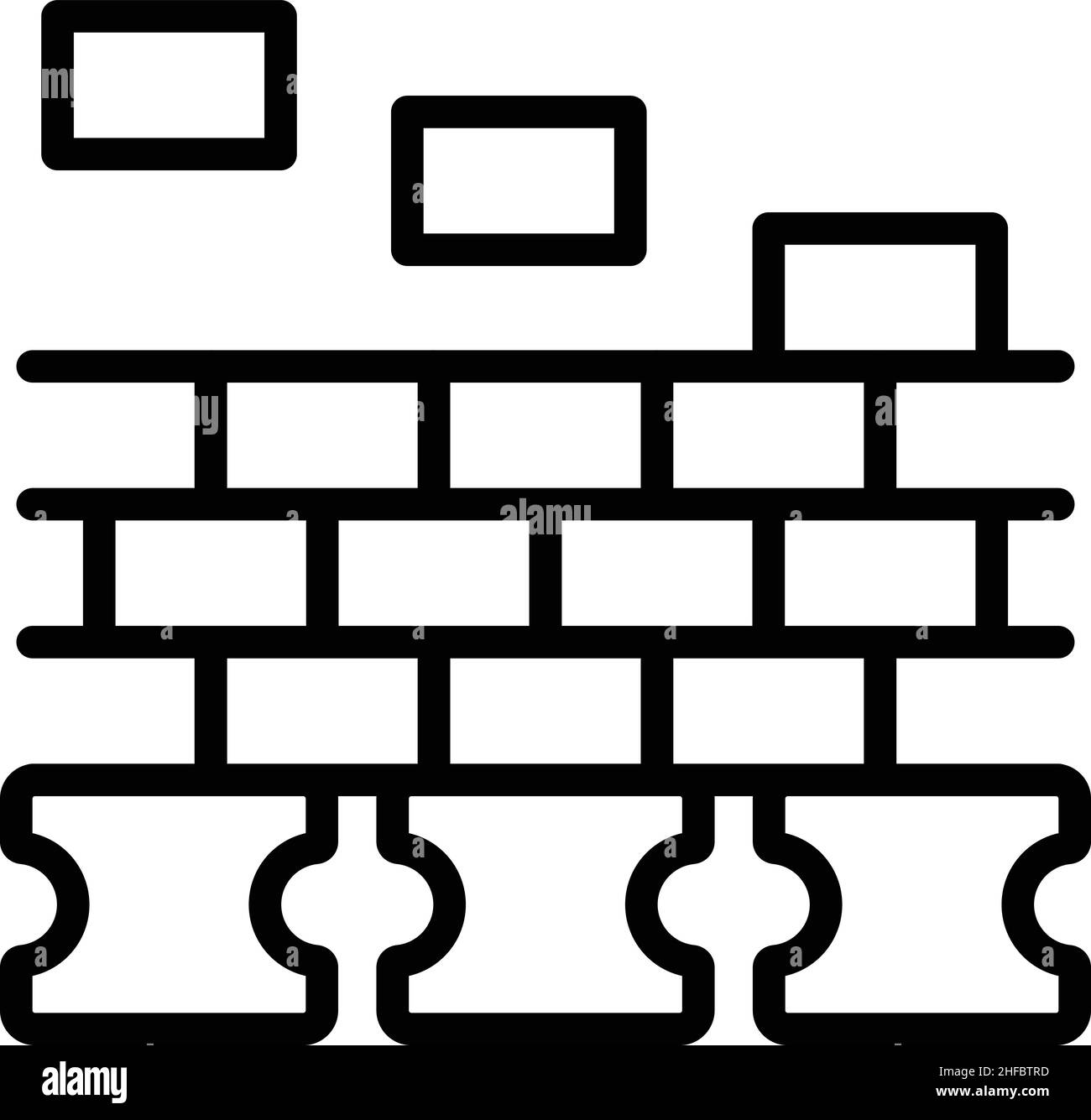 Muro casa icona contorno vettore. Mortaio lavoratore. Lavoratore di costruzione Illustrazione Vettoriale