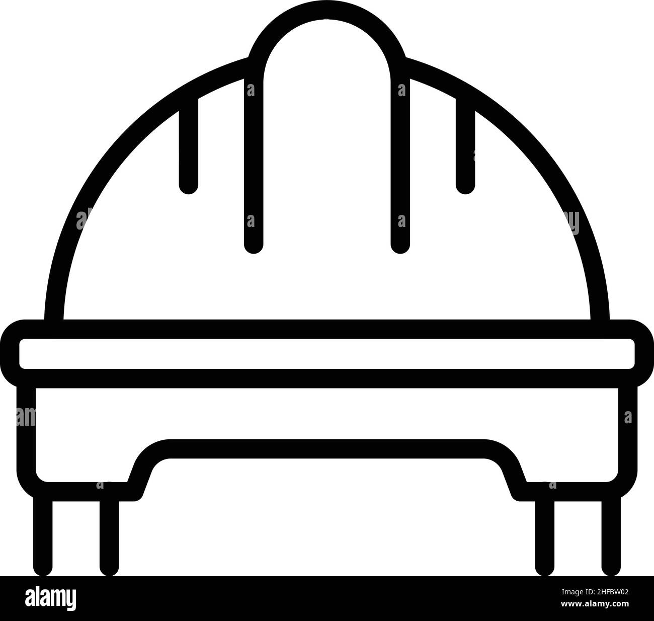 Vettore di contorno dell'icona del casco da costruzione. Muro di mattoni. Costruisci lavoratore Illustrazione Vettoriale