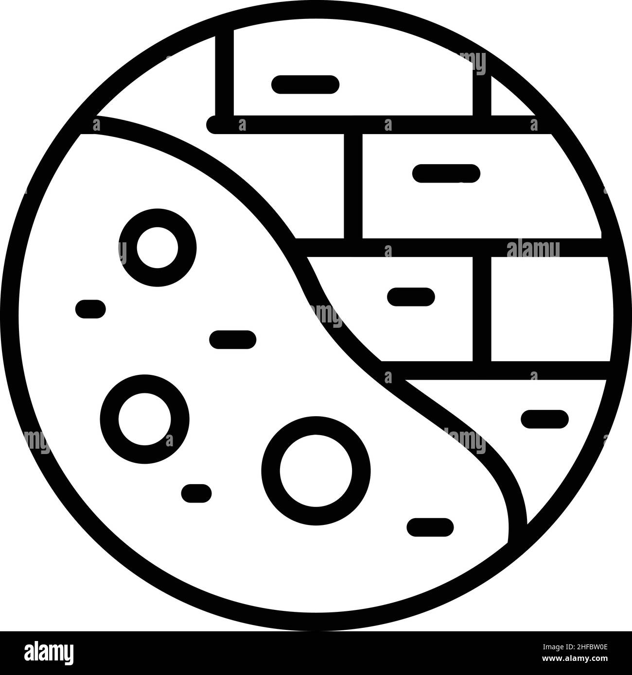 Vettore contorno icona parete mortar. Adulto locale. Pietra del sito Illustrazione Vettoriale