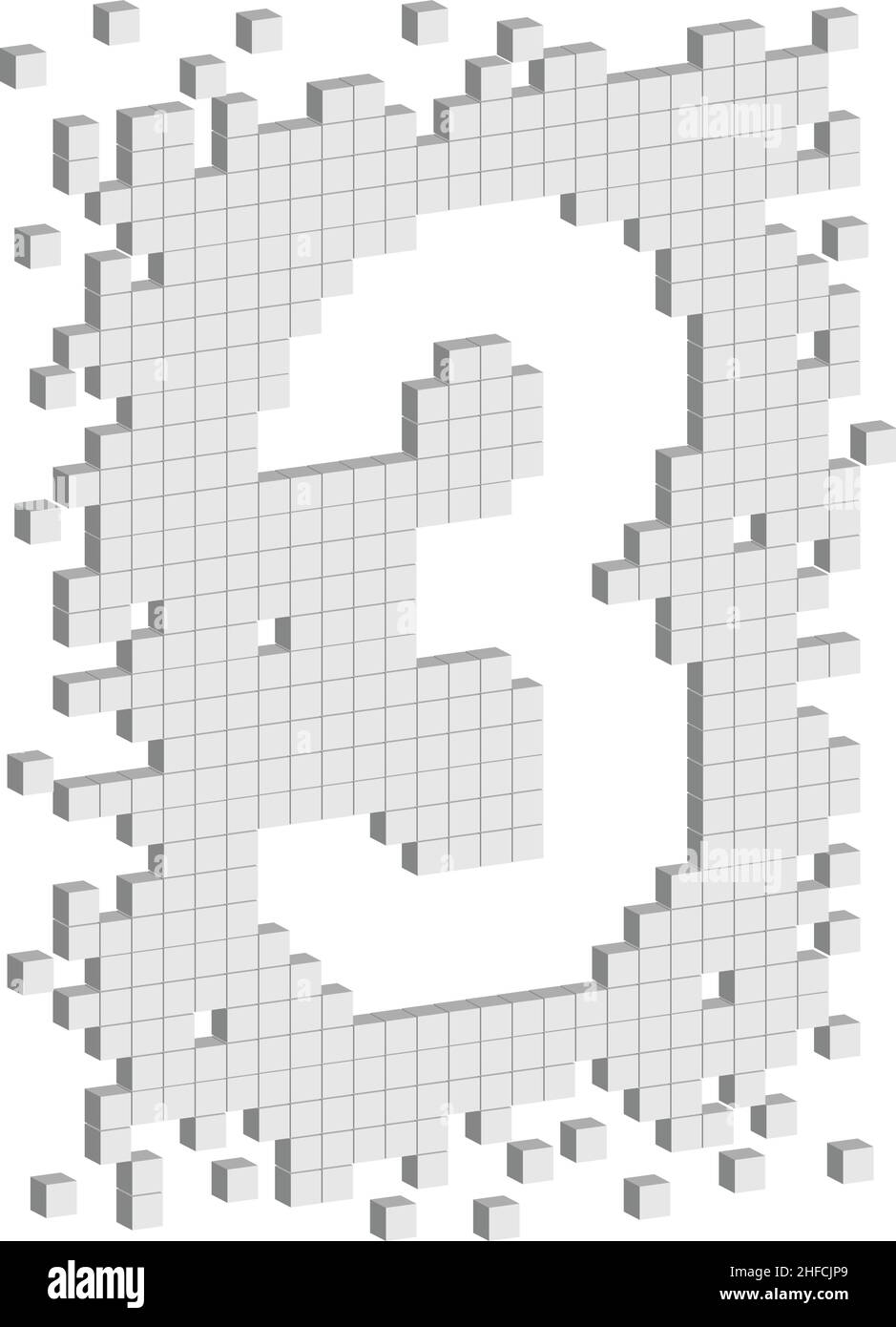 Numero tre con piccoli cubi bianchi sparsi, illustrazione vettoriale 3D Illustrazione Vettoriale