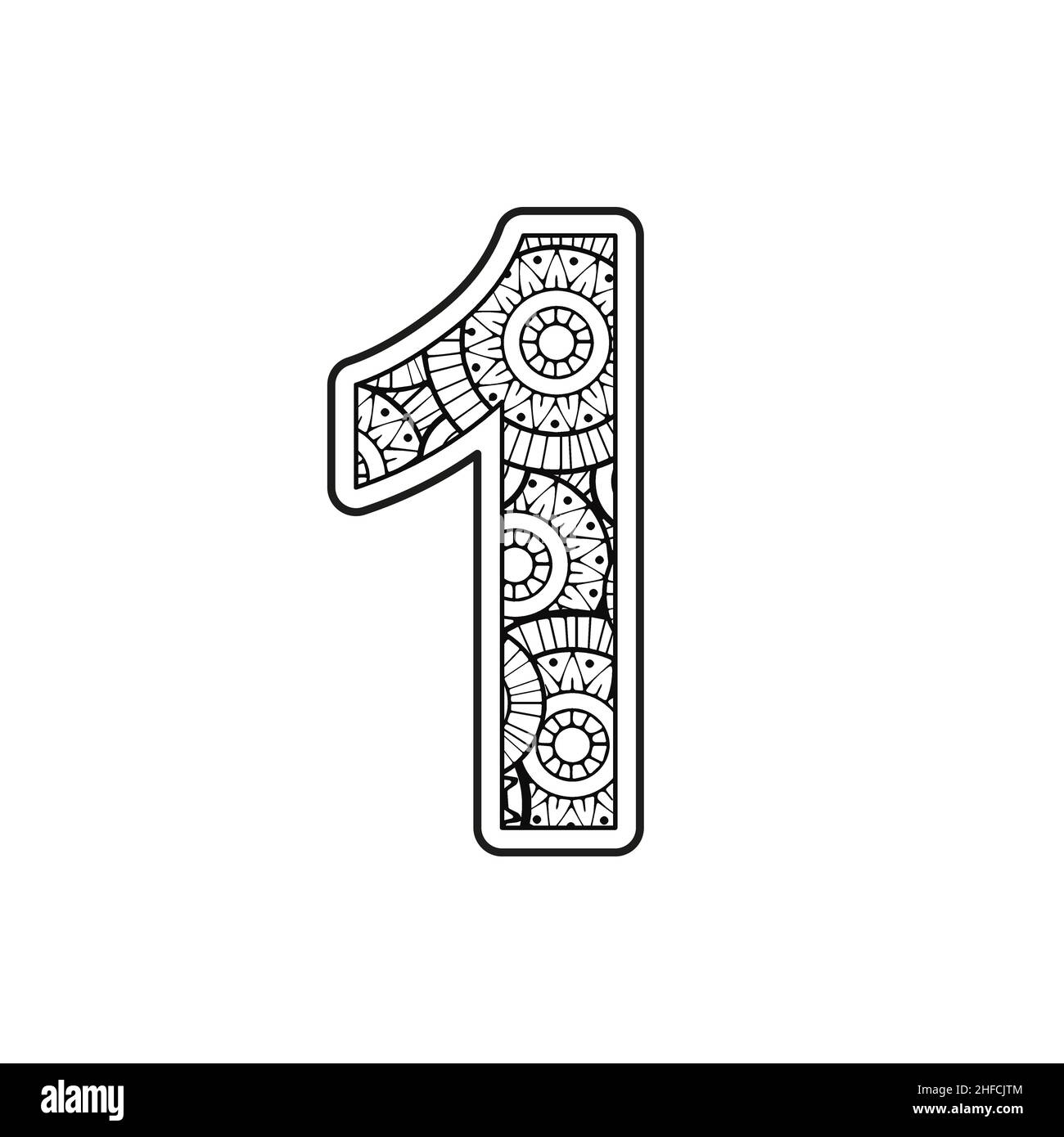 Contorno numero 1 su sfondo mandala immagini e fotografie stock ad alta risoluzione - Alamy