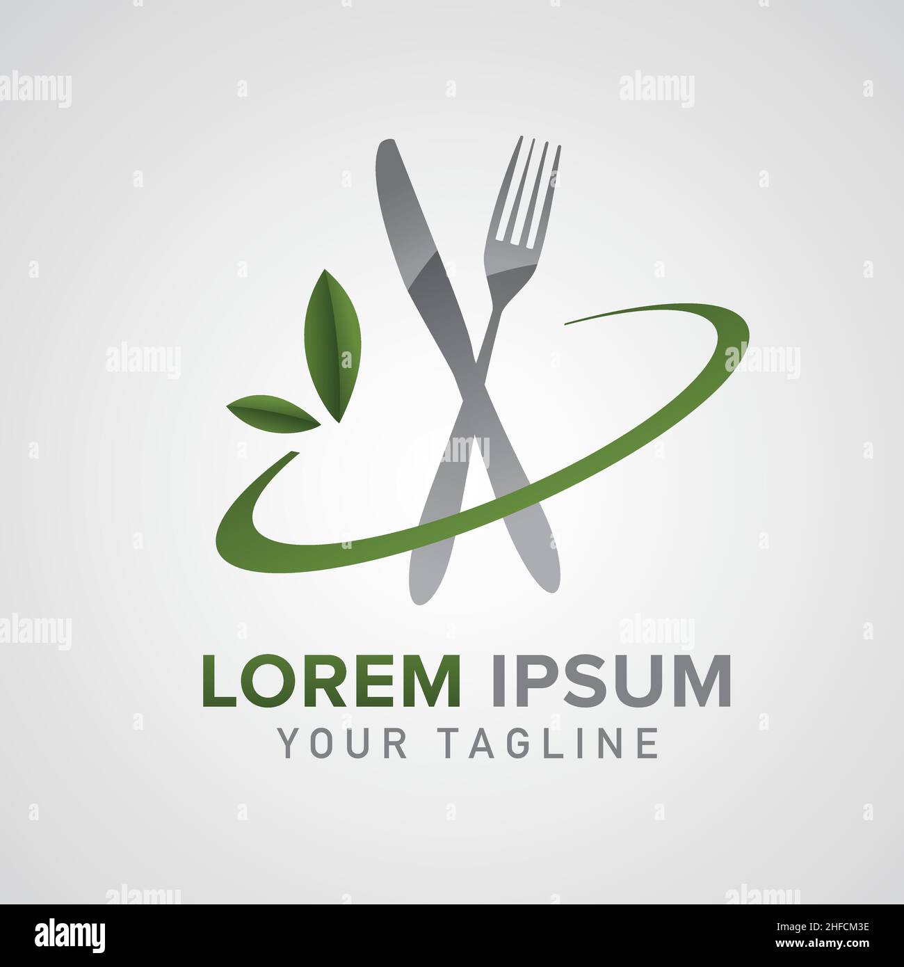 Design con logo Fork Plate Knife Glass for Dining Restaurant. Progettazione modificabile. Design aziendale. Illustrazione vettoriale. File vettoriale EPS 10. Illustrazione Vettoriale