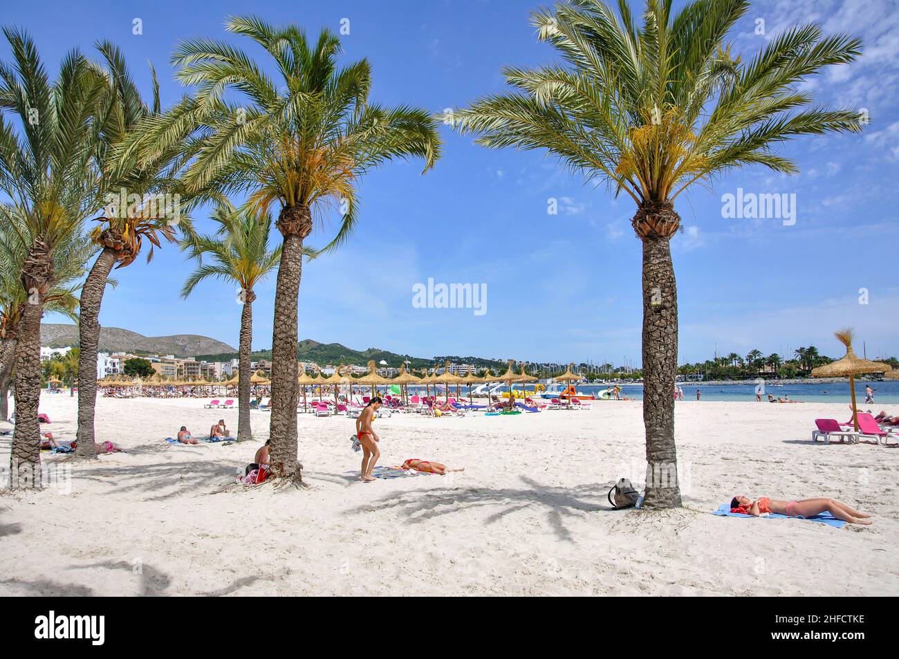 Platja d'Alcudia, Port d'Alcudia, Alcudia comune, Maiorca, isole Baleari, Spagna Foto Stock