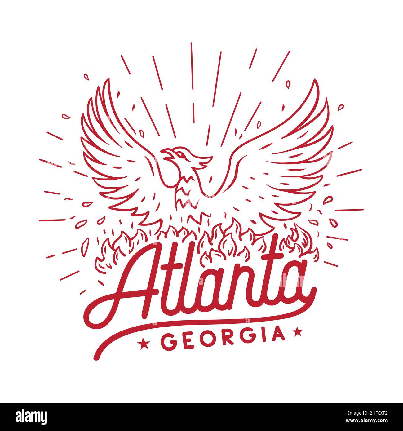 Atlanta, Georgia. Città di Atlanta. Vettore e illustrazione. Illustrazione Vettoriale