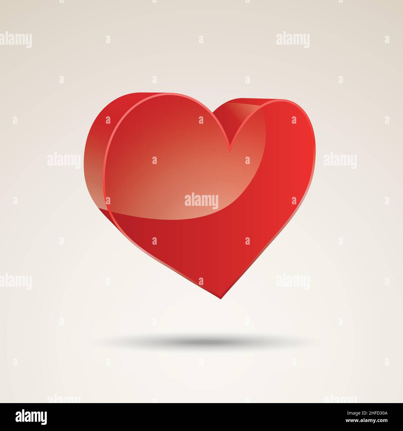 Icona del cuore nel vettore 3D. Simbolo dell'Amore perfetto. San Valentino segno, con ombra, per grafica e web design, logo. Illustrazione vettoriale. Vettore EPS 10 Illustrazione Vettoriale