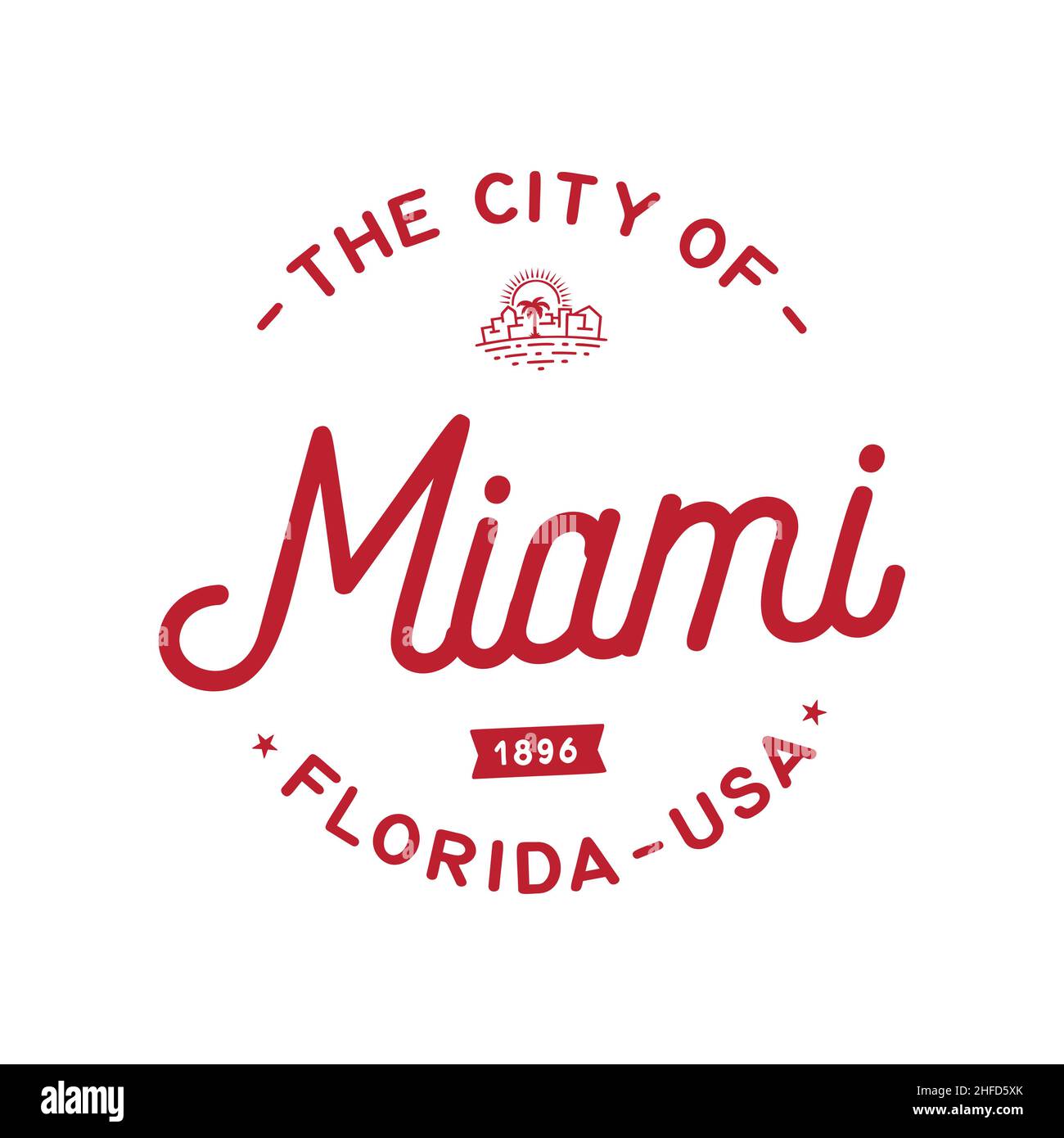 Logo Miami. Modello vettoriale Miami Florida. Vettore e illustrazione. Illustrazione Vettoriale