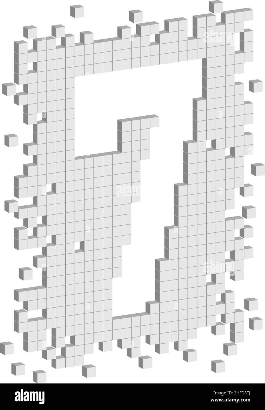 Illustrazione vettoriale 3D cubi casuali a forma di sette numeri Illustrazione Vettoriale