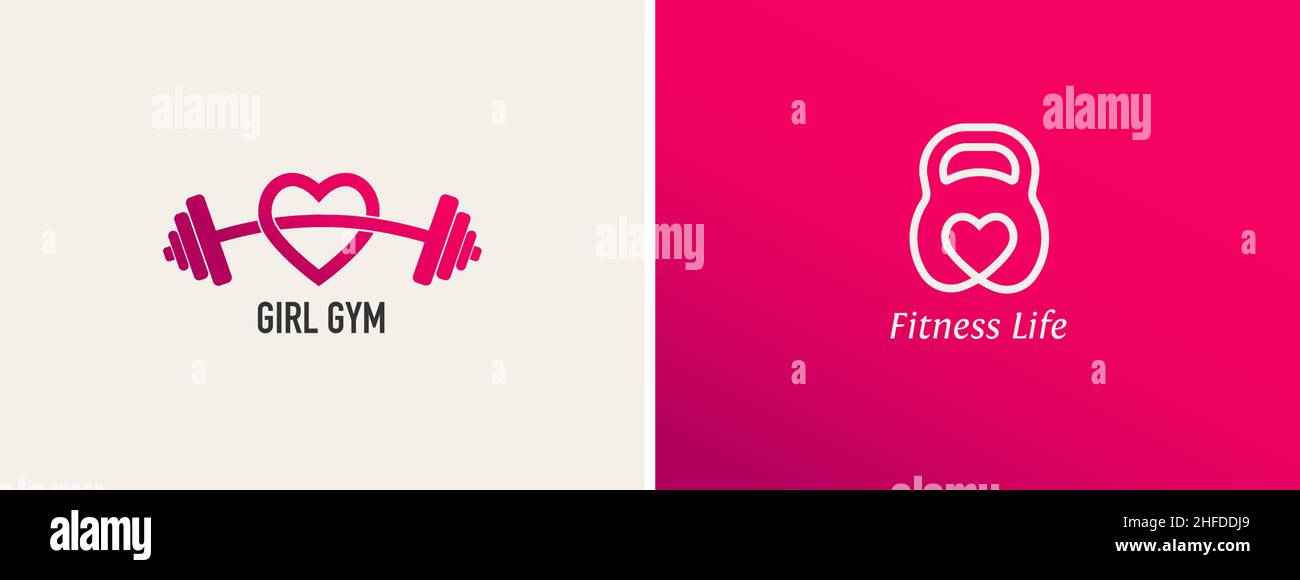 Fitness, palestra, allenamento e personal trainer logo. Simbolo e icona di stile moderno alla moda Illustrazione Vettoriale