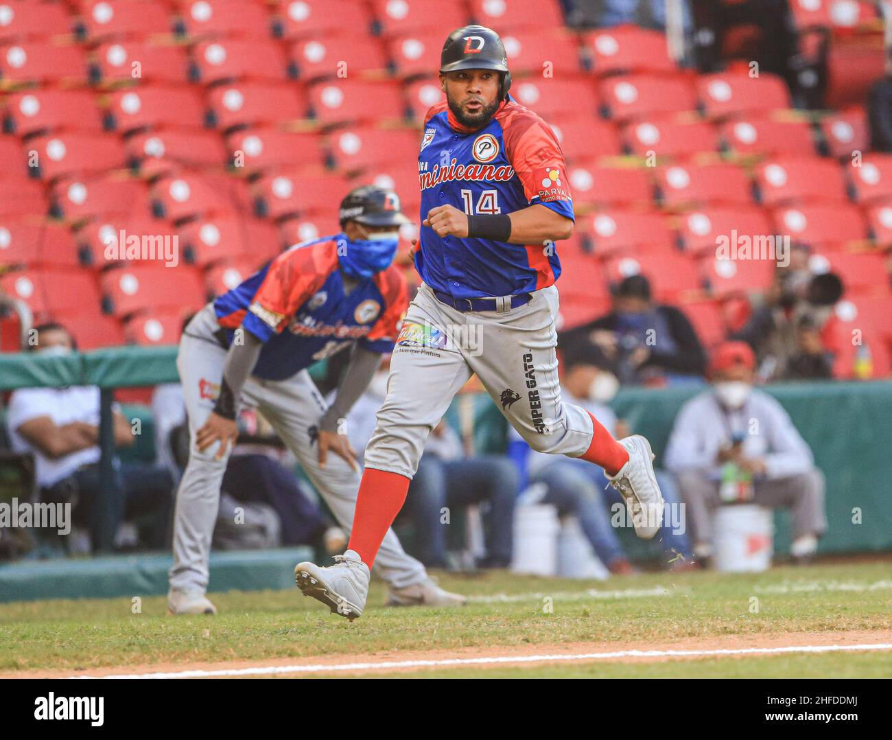 MAZATLAN, MESSICO - FEBBRAIO 02: Melky Cabrera di Las Águilas Cibaeñas , durante la partita tra Repubblica Dominicana e Panama come parte della Serie del Caribe 2021 al Teodoro Mariscal Stadium il 2 febbraio 2021 a Mazatlan, Messico. (Foto di Luis Gutierrez/Norte foto) Foto Stock