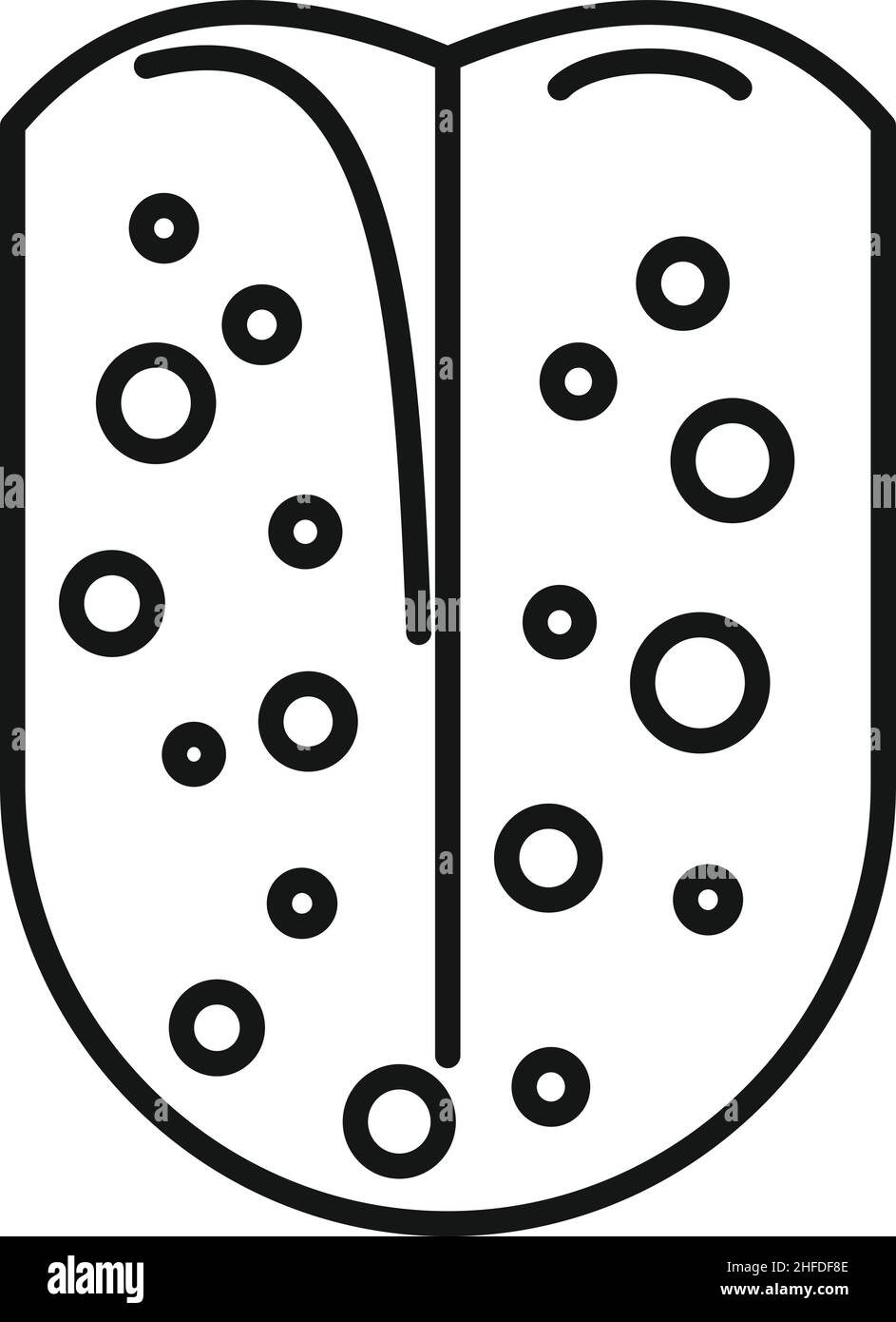 Tonsillite lingua icona contorno vettore. Bocca tonsil. Anatomia gola Illustrazione Vettoriale