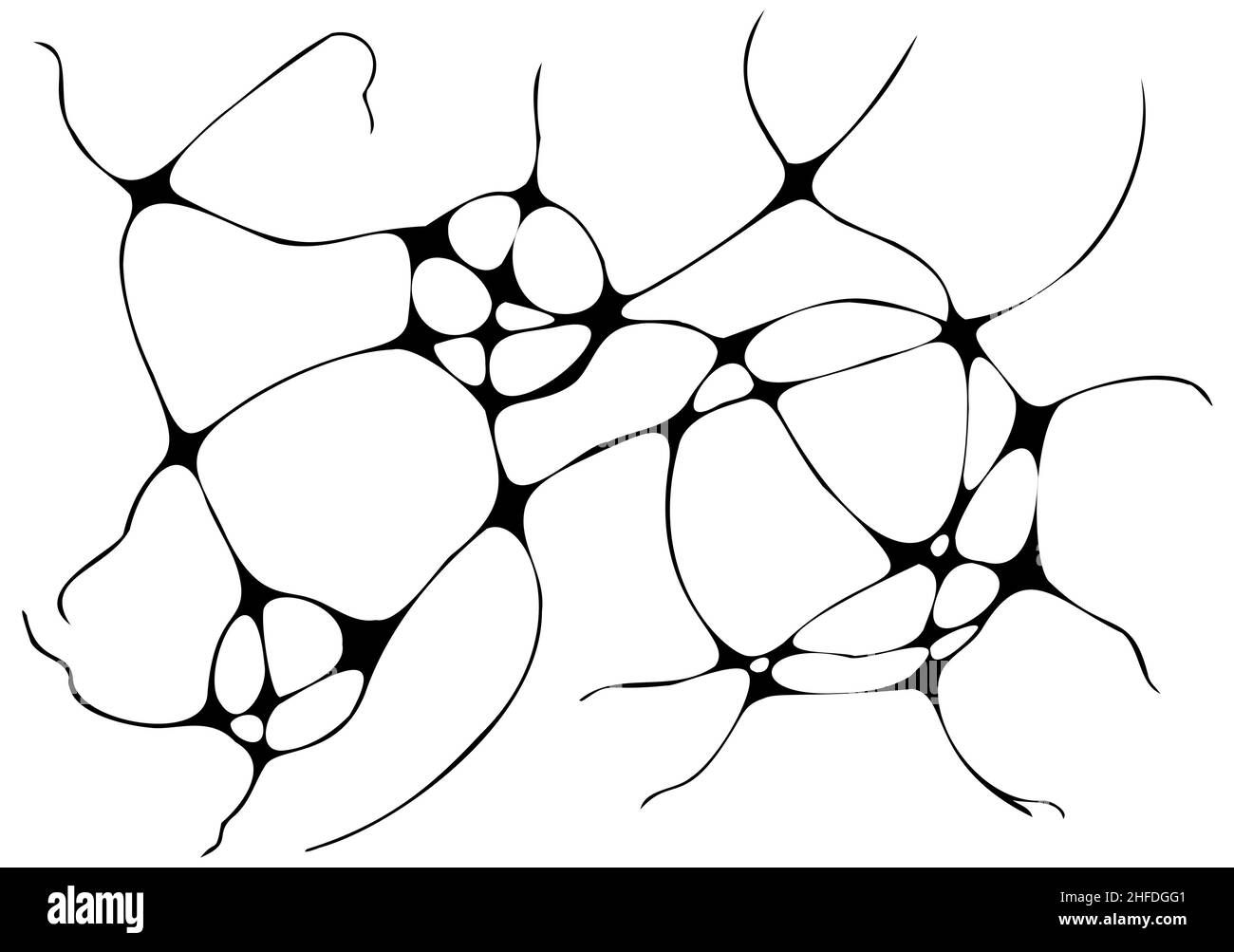 Illustrazione vettoriale dello schizzo di linee neurografiche. Astratto caotico sfondo di curve ondulate. Neuroart monocromatico disegnato a mano. Disegno cerebrale destro. C Illustrazione Vettoriale