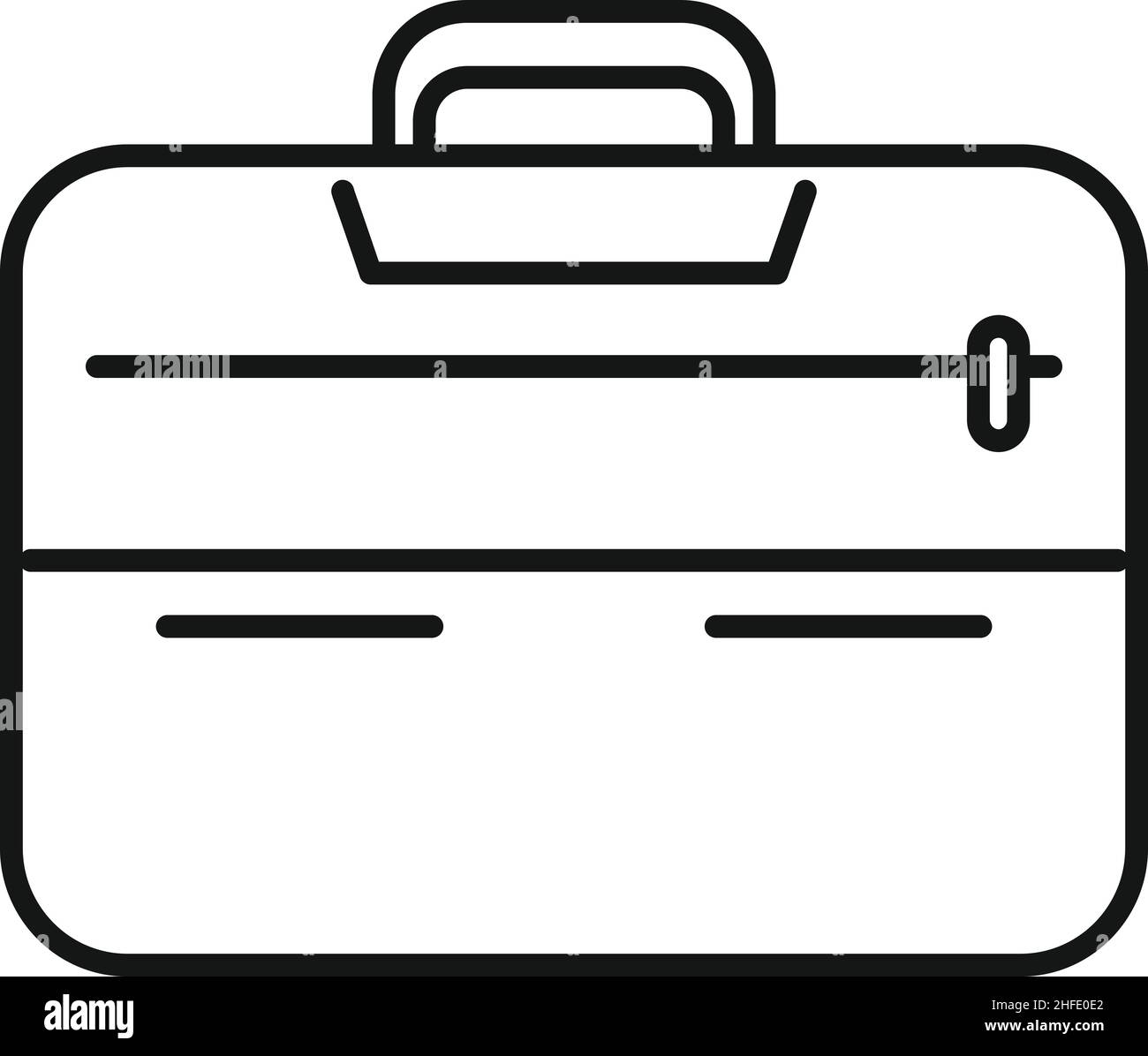 Ragazza laptop borsa icona contorno vettore. Accessorio da viaggio. Valigia chiusa Illustrazione Vettoriale