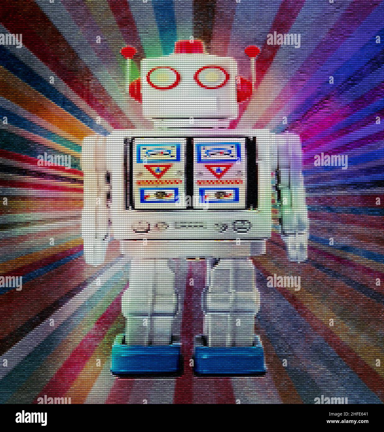 Robot retrò in piedi Foto Stock