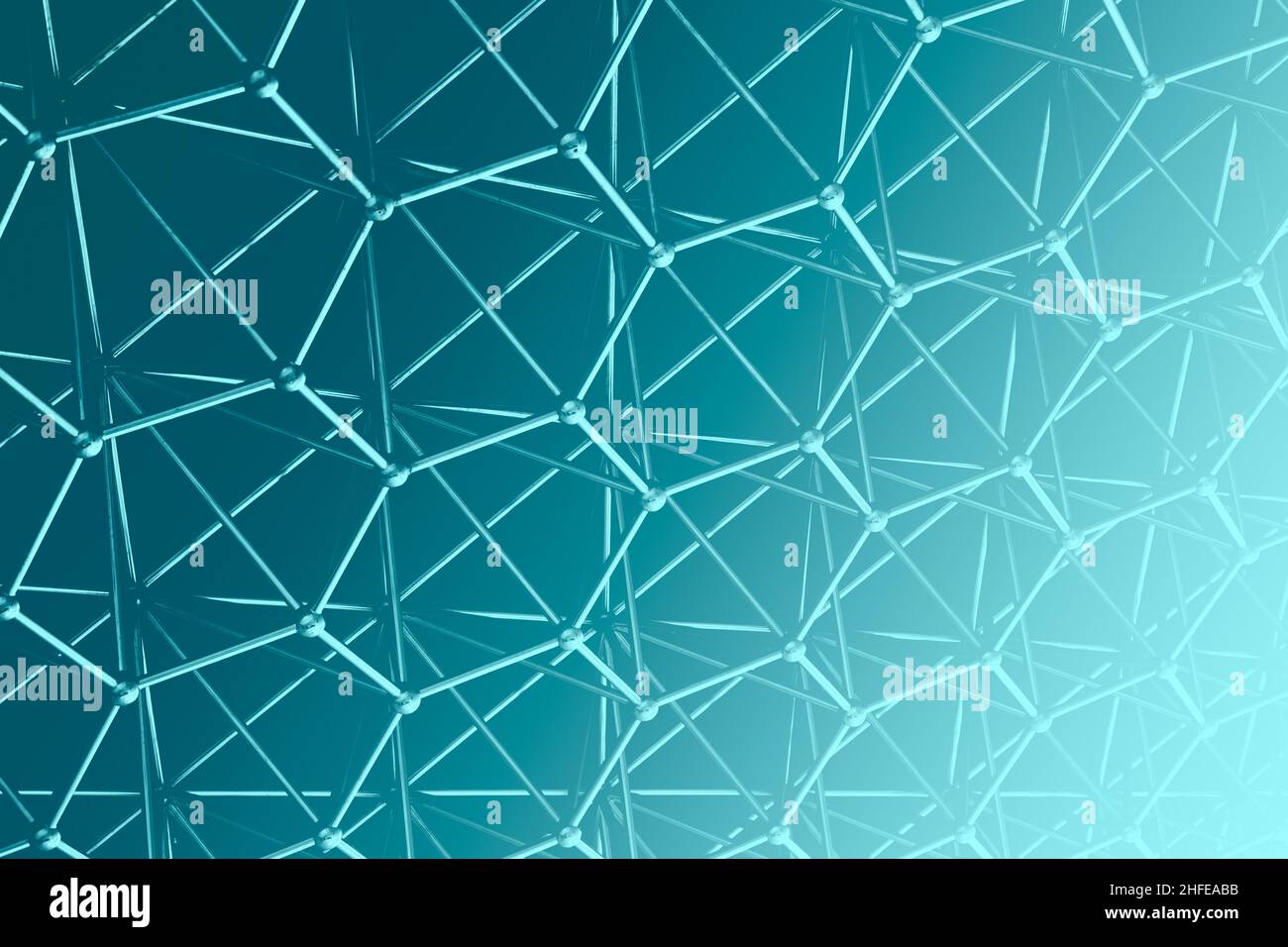 Struttura chimica virtuale o modello di geometria molecolare esagonale per background scientifico Foto Stock