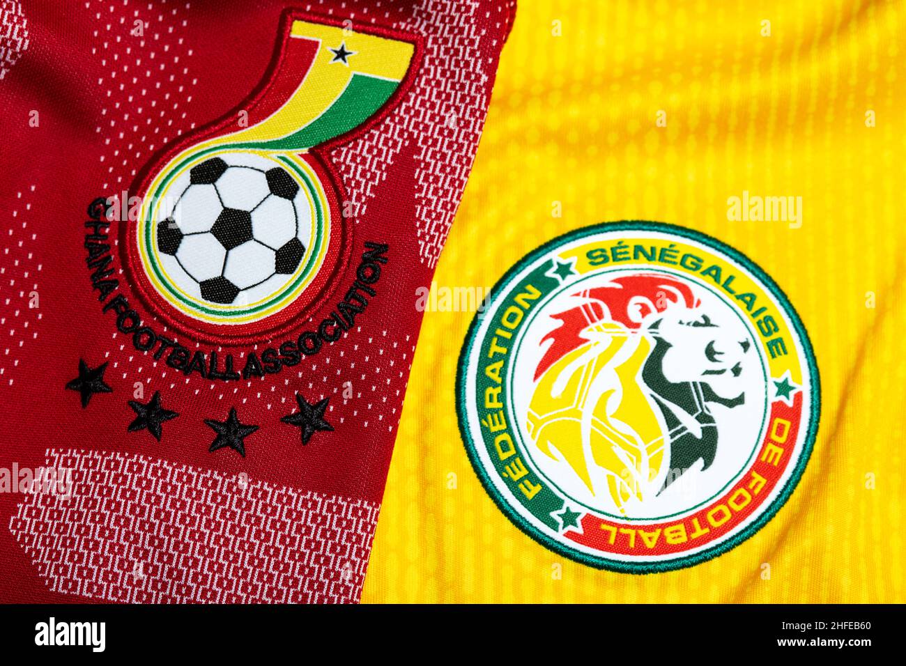 Primo piano della divisa della squadra nazionale di calcio del Senegal Foto  stock - Alamy