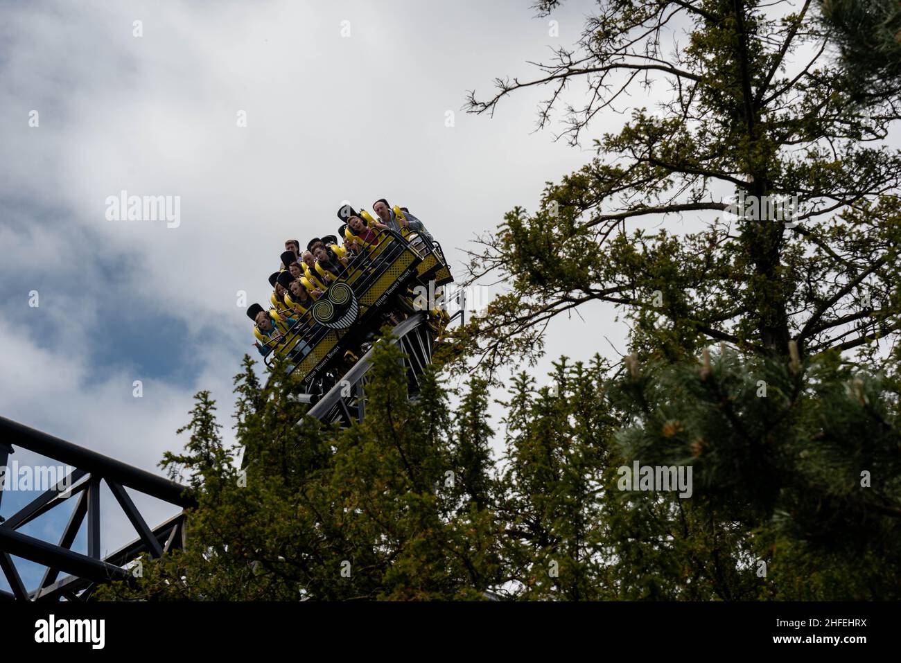 Immagini di alta qualità Alton Towers Regno Unito Parco a tema e montagne russe, tra cui Nemesis, Smiler, RITA AIR Foto Stock