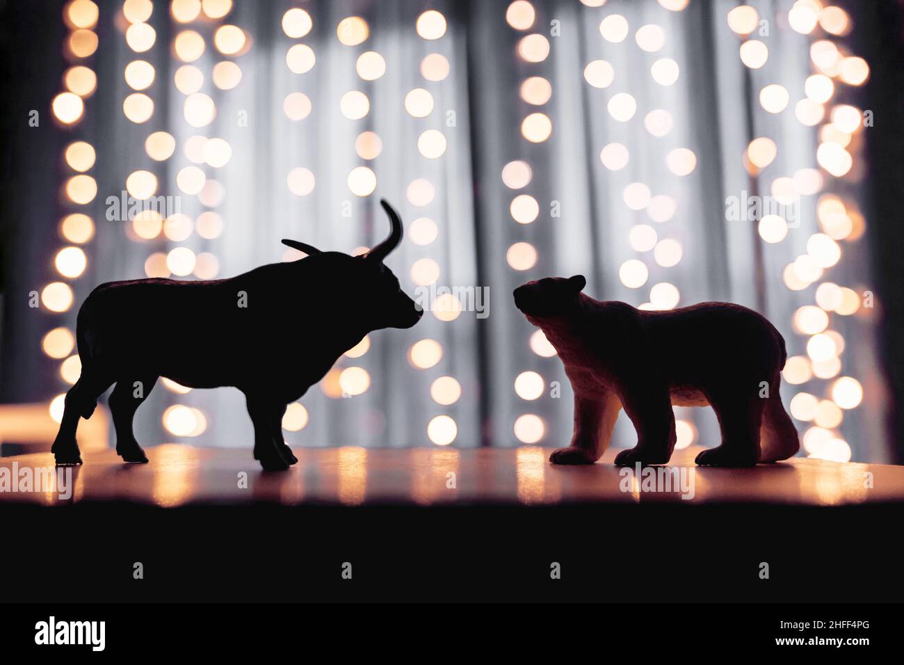 Bull vs Bear Concept, borsa valori Foto Stock