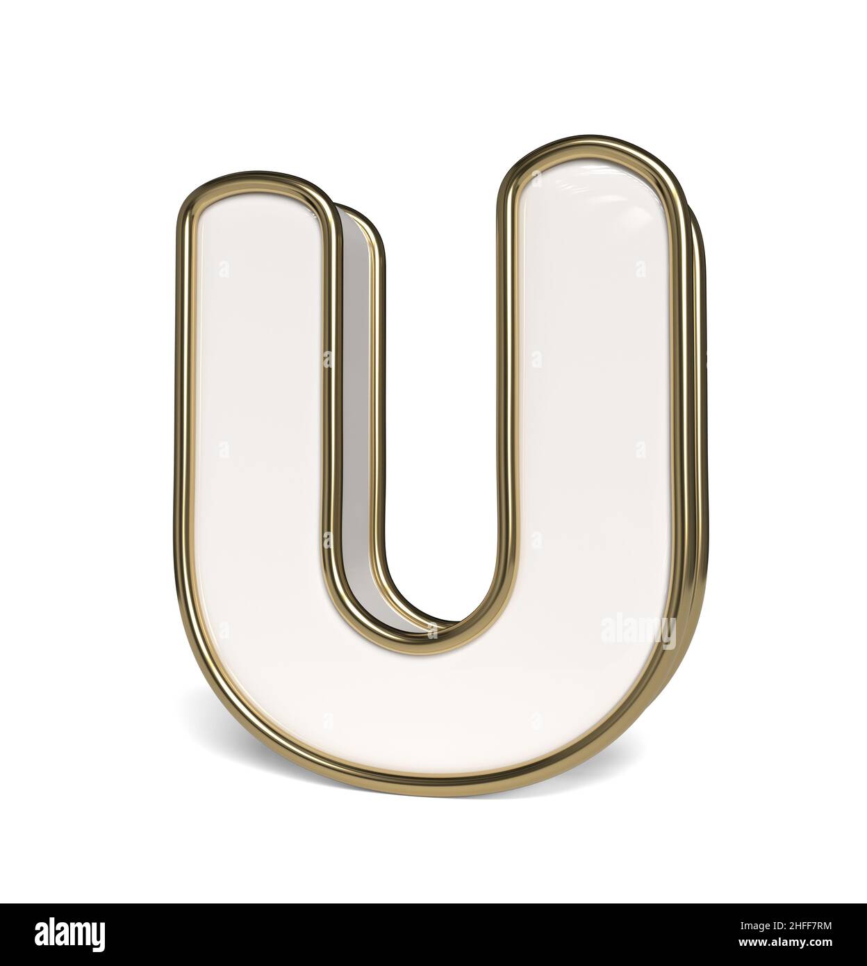 Elegante alfabeto bianco. Lettera U. 3D. Foto Stock