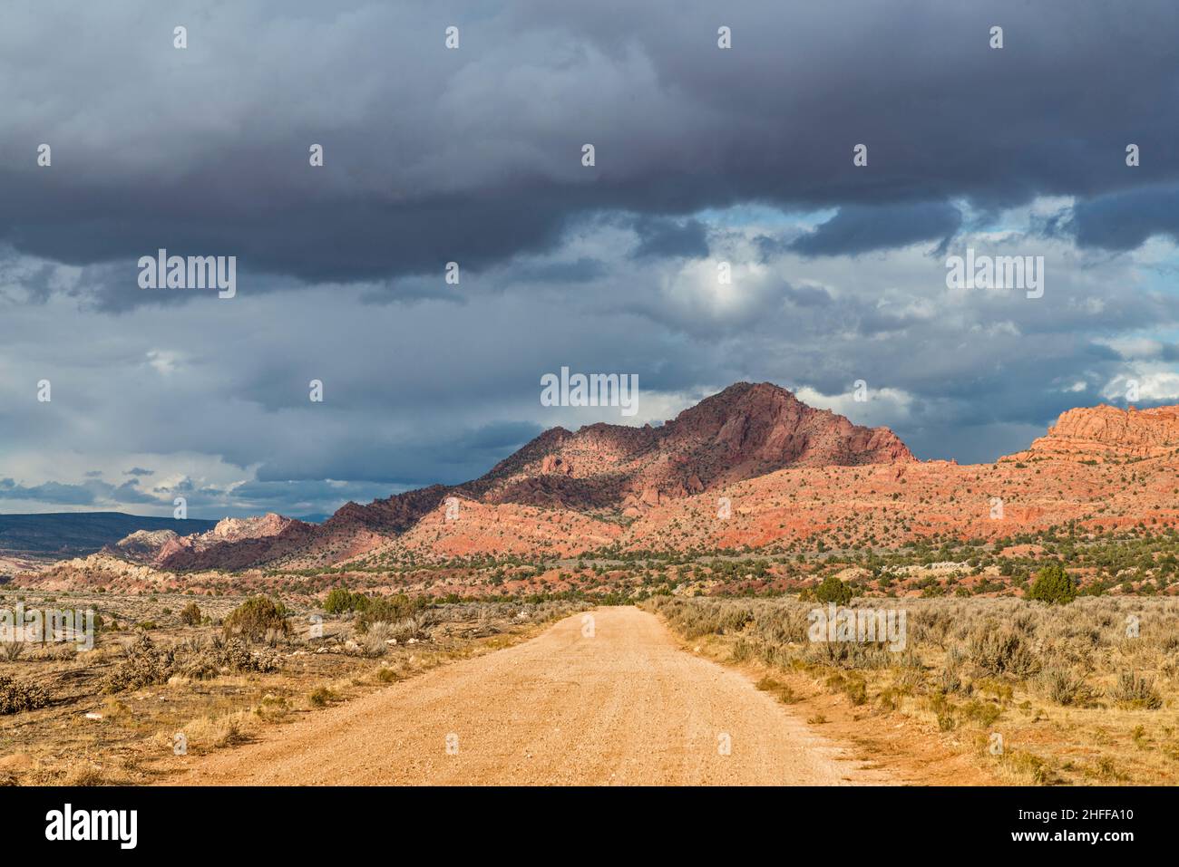 House Rock Valley Road (1065 strada), Coyote Buttes, Coyote Valley, al confine con Vermilion Cliffs National Monument, Arizona, Stati Uniti Foto Stock