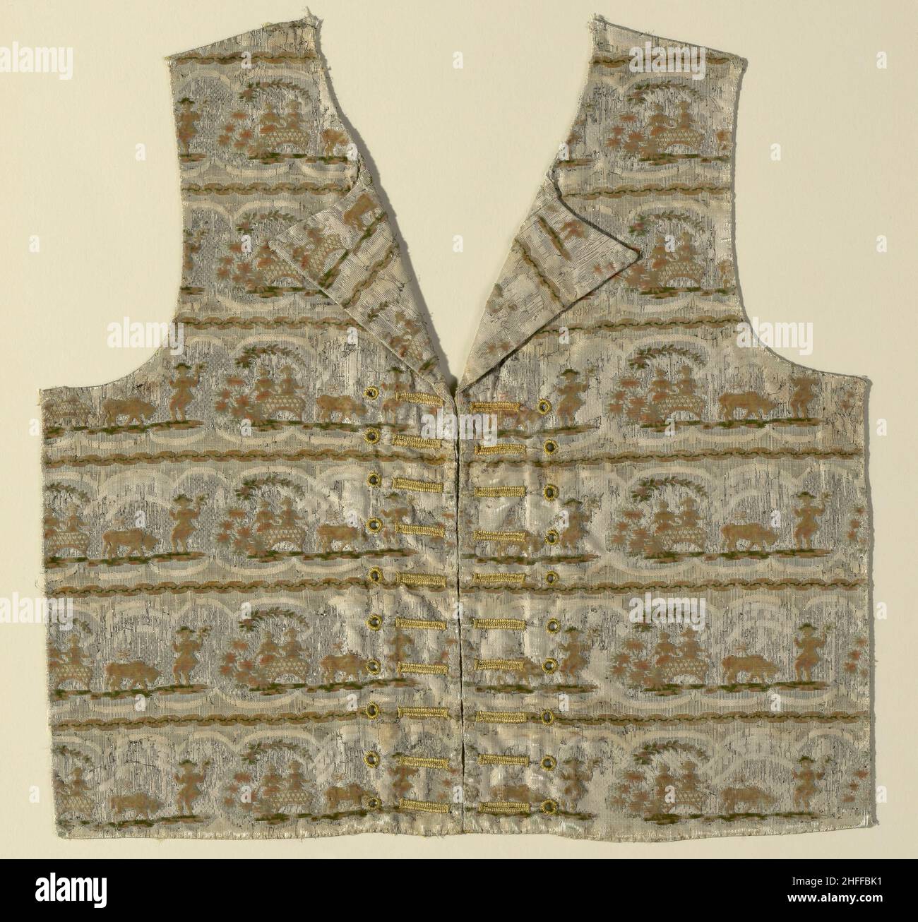 Parte di un gilet (anteriore), Francia, 1775/1800. Foto Stock