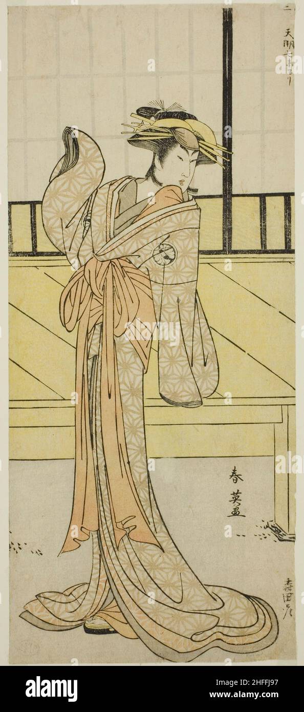 L'attore Segawa Kikunojo III come Okaru nella rappresentazione Kanadehon Chushingura, ha suonato al Teatro Morita nell'ottavo mese, 1787, c.. 1787. Foto Stock