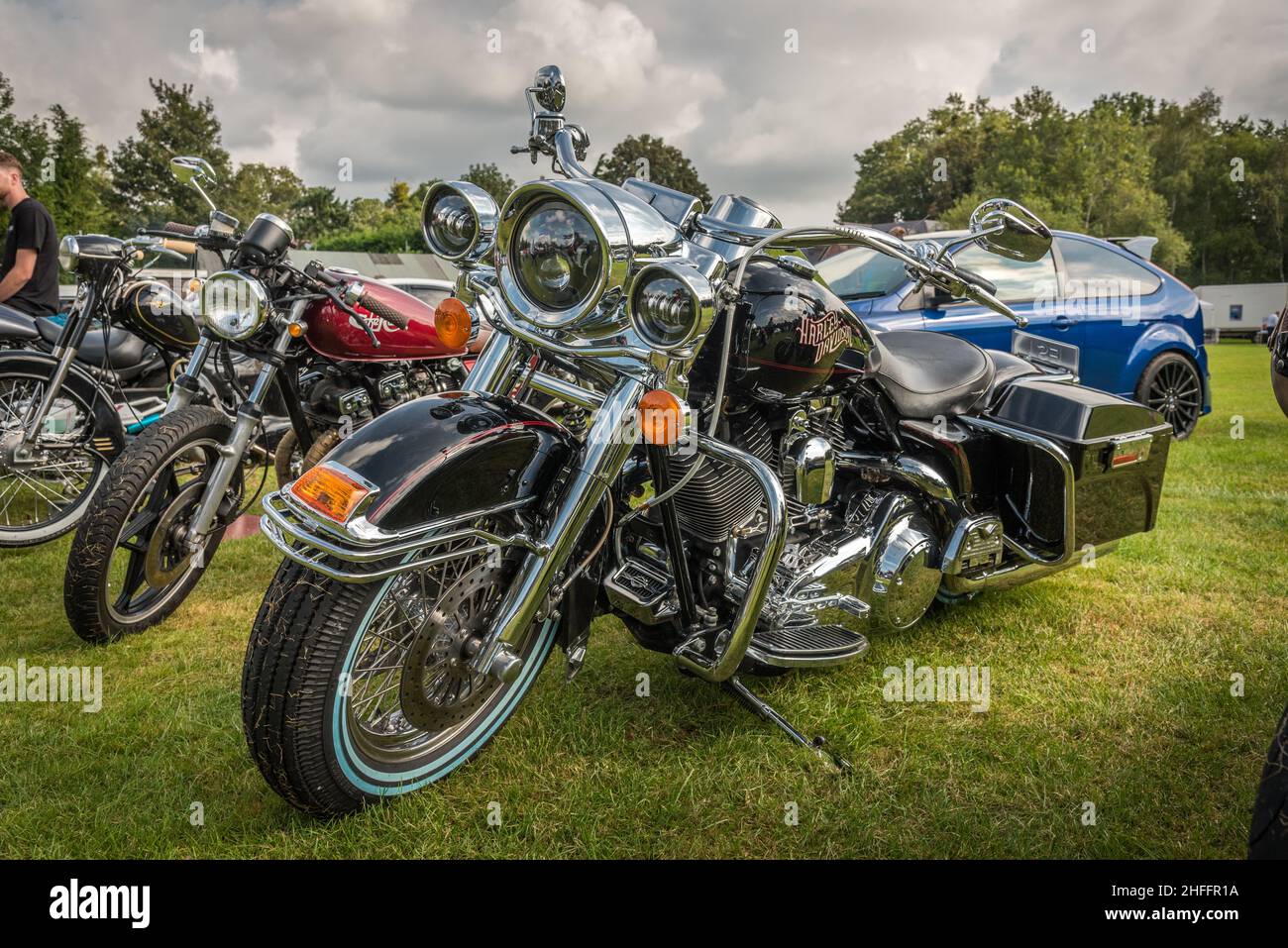 Harleys in mostra Foto Stock