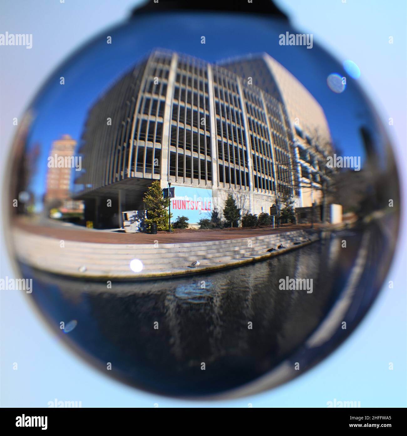 Huntsville, Alabama e luoghi di interesse con Lens Ball Foto Stock