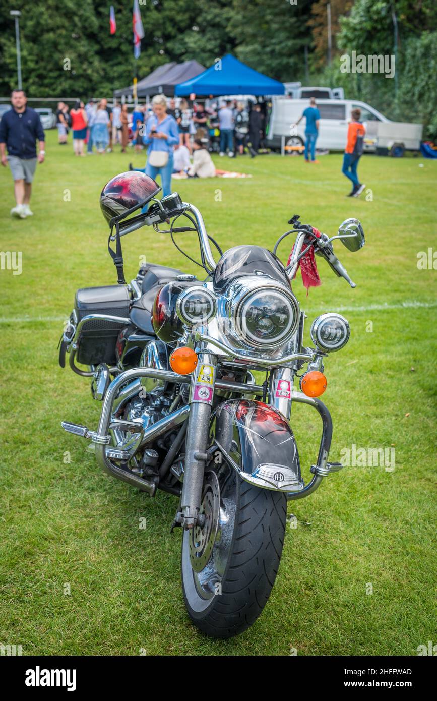 Harleys in mostra Foto Stock