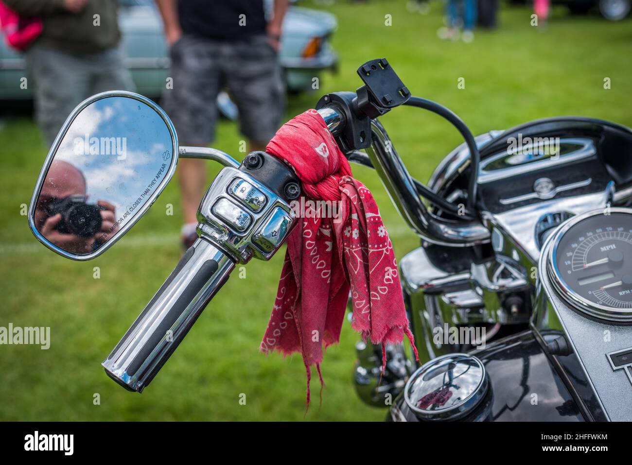 Harleys in mostra Foto Stock