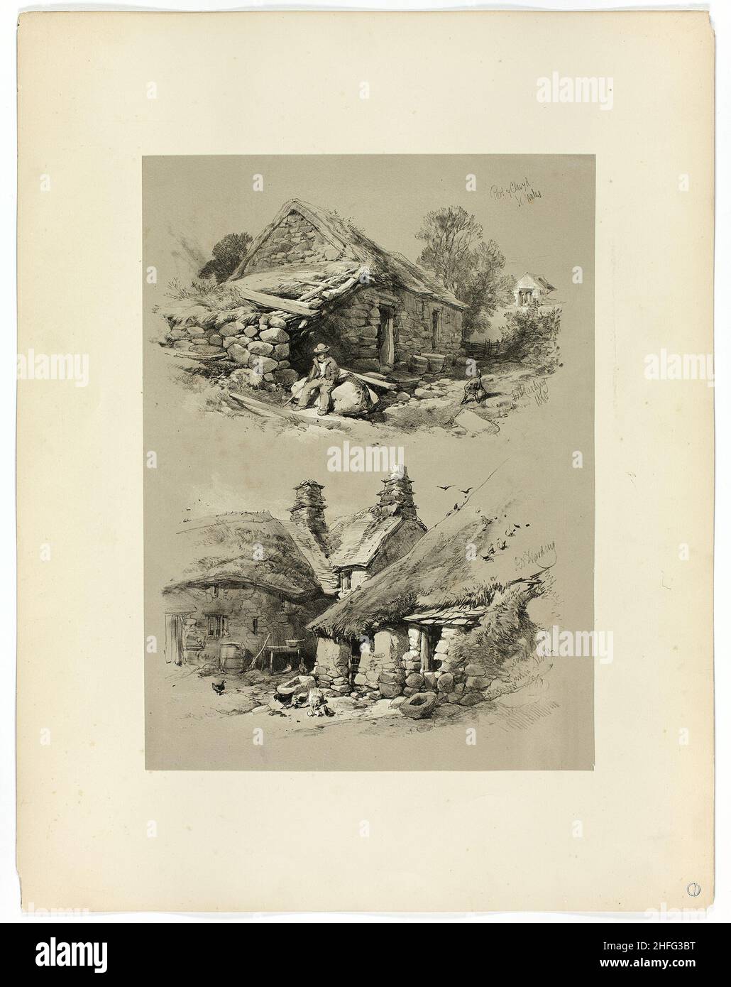 Porto di Clwyd e South Brent, Devon, da pittoresche selezioni, 1860. Foto Stock