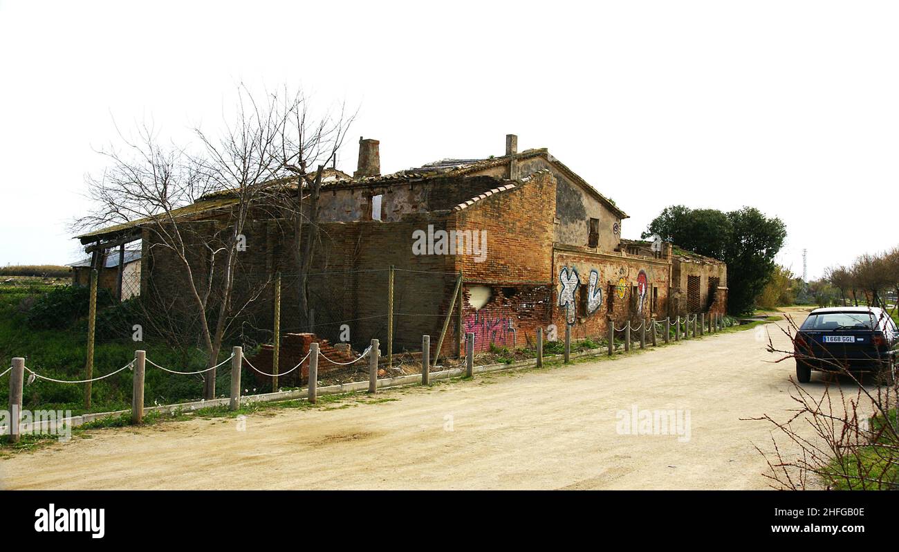 Casa rurale nel Delta del Llobregat, Barcellona, Catalunya, Spagna, Europa Foto Stock