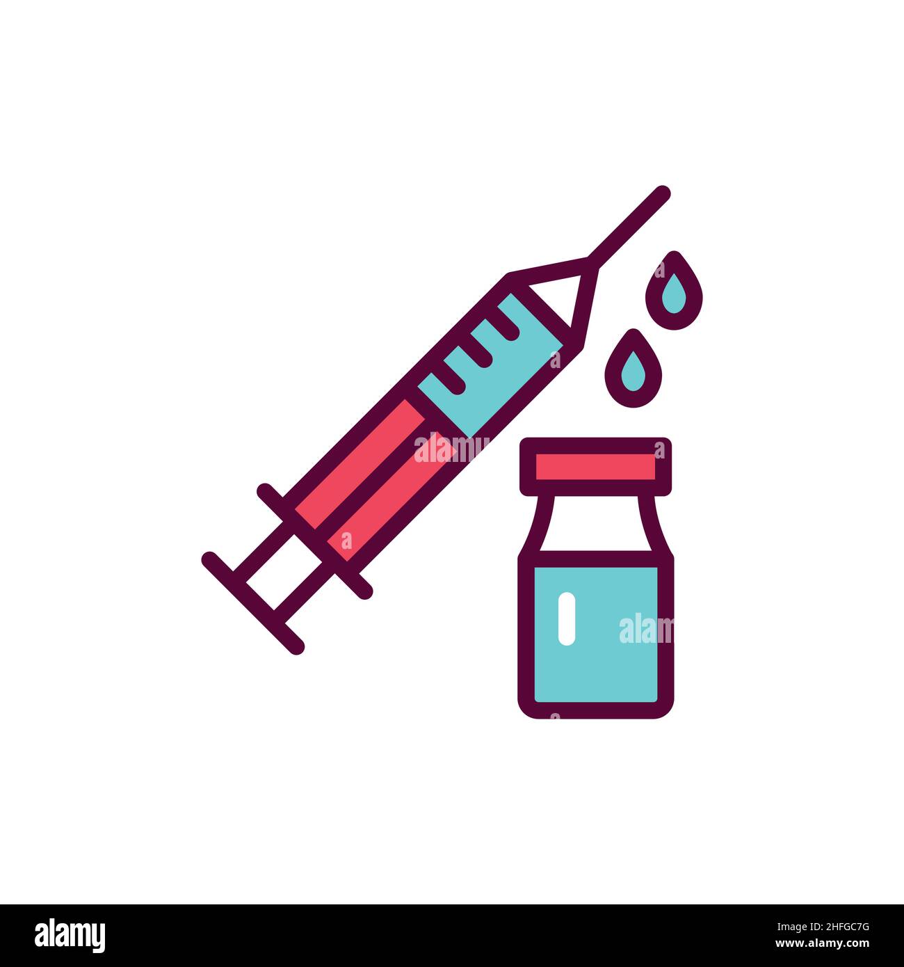 Icona della linea di iniezione del farmaco. Elemento vettoriale isolato. Illustrazione Vettoriale